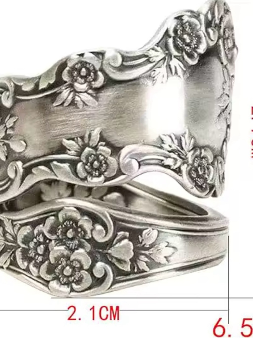Floral Engraved Silver Spoon Ring Set - Picture 2 of 6